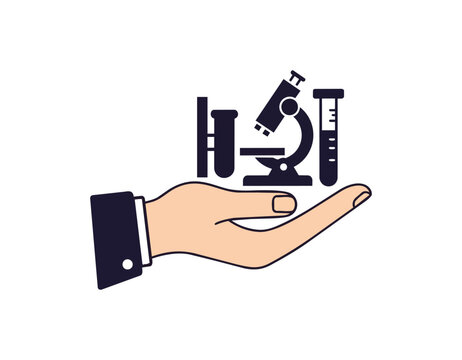 Hand holding science equipment vector illustration