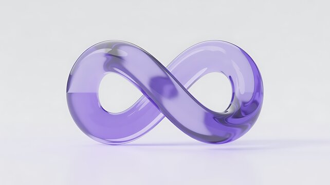 3D Glass Morphism DevOps Infinity Loop Icon Violet Transparent Continuous Integration Design Isolated on White Background.

