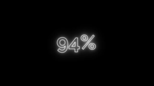 dynamic digital 0% to 100% percentage countdown progress white neon glow digital smooth animation 