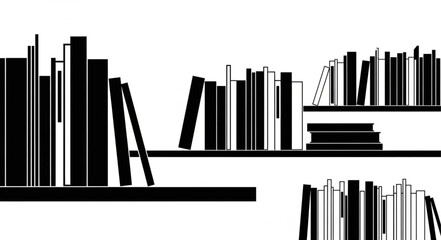 Bookshelves with Various Books and Reading Material. © wiwit