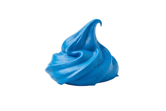 Isolated Cerulean blue paint dollop with smooth swirled peak and creamy texture, matte fi