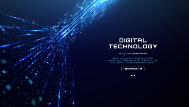 Abstract blue tech background with glowing data flow. Light lines form a digital network pattern, symbolizing AI, technology, and modern data movement. Futuristic, dynamic, and seamless design. Vector