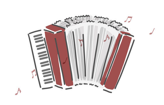 シンプルなアコーディオンと音符