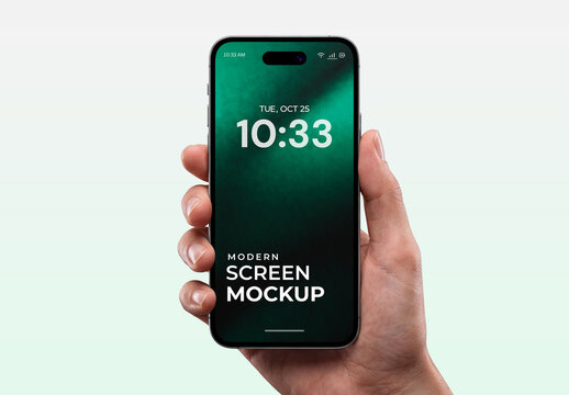 Close-up of Hand Holding Mobile Phone Mockup