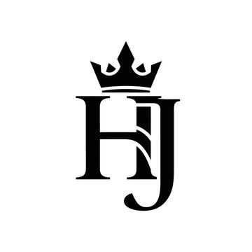 Monogram HJ with Crown, Luxury Royal Emblem, Elegant Logo Design, Business Identity
