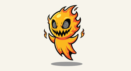 Fototapeta premium Cute Fiery Monster Character Illustration.