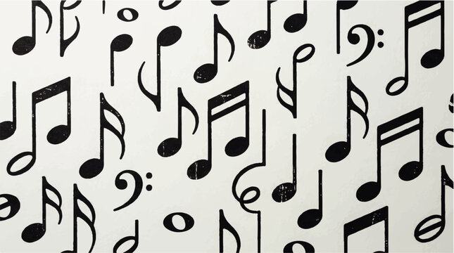 A collection of musical notes and symbols scattered across a textured background, evoking a sense of artistic expression and creativity in the realm of music