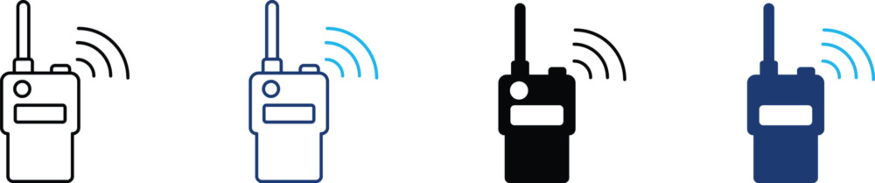 Walkie talkie icon showing professional portable radio communication and wireless two way transmission. Professional illustration for security team coordination, emergency response signaling.