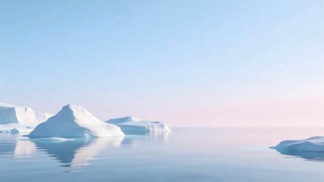 Icebergs floating in calm water