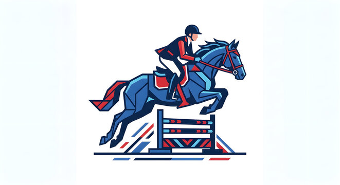 Geometric Equestrian Show Jumping Illustration
