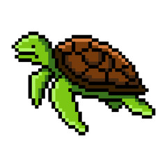 Fototapeta premium Flat Design Pixel Art Turtle Illustration
