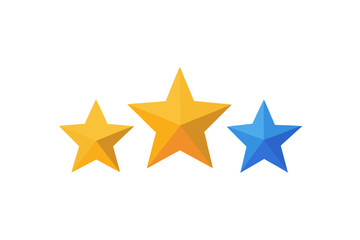 Obraz premium Golden and blue star icons, rating symbols, vector graphics, colorful stars