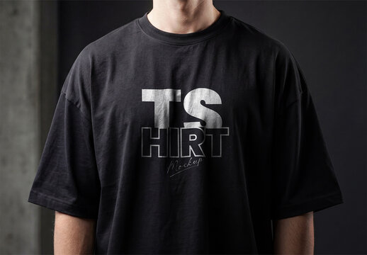 Black Oversized T-Shirt Mockup