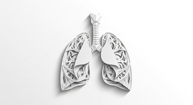Anatomical Illustration of Human Lungs and Trachea.