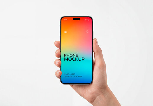 Hand Holding Smartphone Mockup
