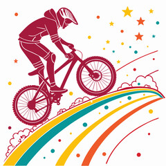 Fototapeta premium Colorful Bike Silhouette Vector Illustration