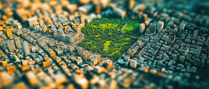 Cityscape with park aerial view