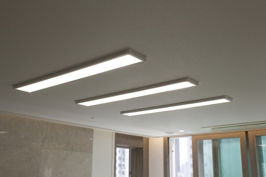 Living room ceiling with LED lights