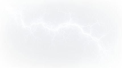 Fototapeta premium Blue and white lightning bolt isolated on transparent background showing energy and movement in the sky at night, light overlay, PNG