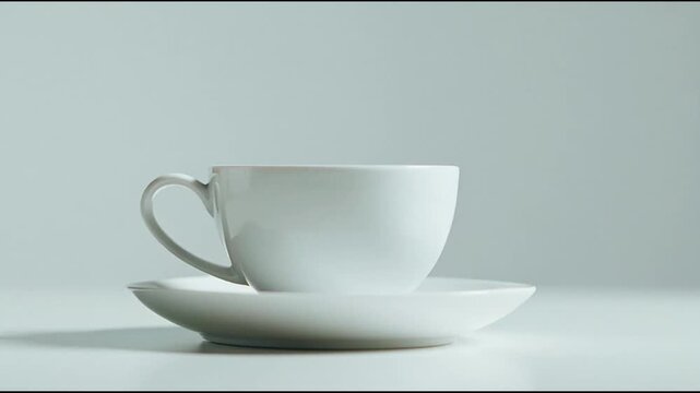 Sleek White Ceramic Cup and Saucer