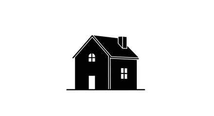 Fototapeta premium Minimalist house illustration: a silhouette of a dwelling against a pristine white background