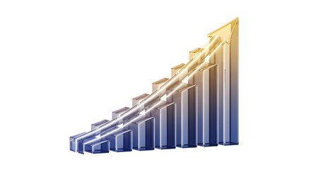 Fototapeta premium Abstract 3 d bar graph with ascending arrow represents growth and success
