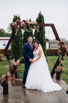 wedding ceremony of the newlyweds on the pier