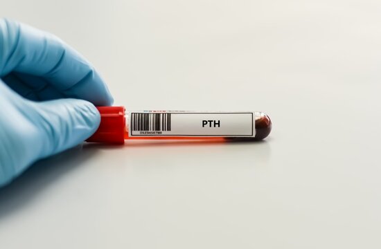 Blood sample tube for parathyroid hormone test analysis.
