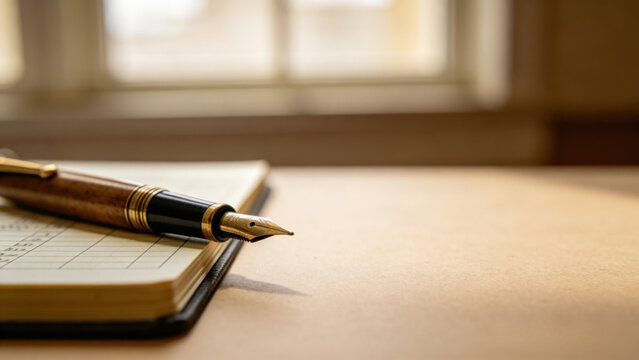 Fountain pen and ledger