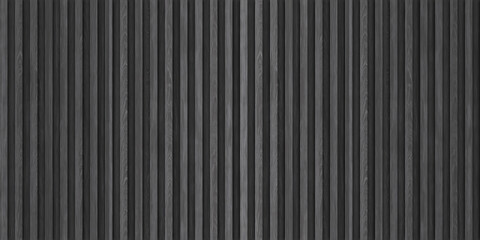 Obraz premium SEAMLESS background of dark gray wooden wall panel, natural wood paneling texture, decorative accent wall or acoustic panel design, repeating pattern.