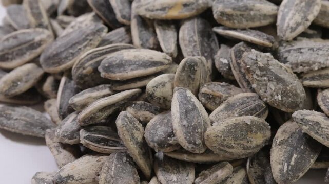 tas de graines de tournesol grill&eacute;es et sal&eacute;es