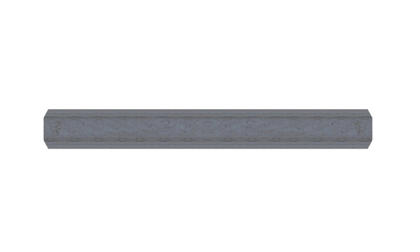 Concrete dark hexagonal beam - medium size, horizontal. On isolated transparent background.
