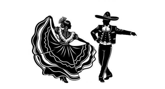 Traditional Mexican dancers in vibrant costumes performing.