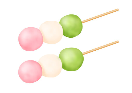 ピンク白緑の三色団子2本ひな祭り　和菓子