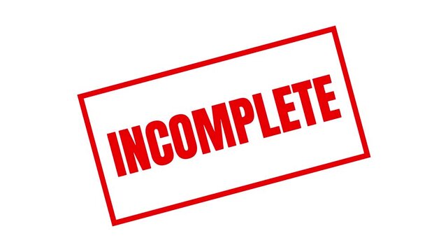 Incomplete Red Stamp Text Animation for Unfinished Status Indication