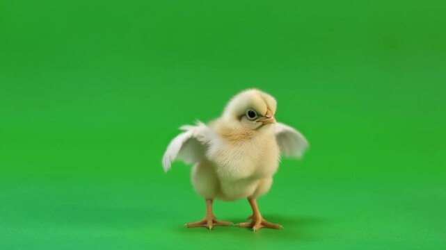 Chick Flapping Wings on Green Screen for Animal Education Projects
