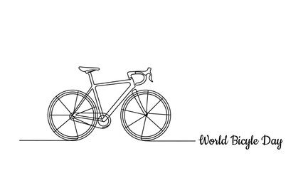 World bicycle day hand drawn bike sketch with minimal typography eco friendly transport concept design for cycling awareness banner poster © Zavivec