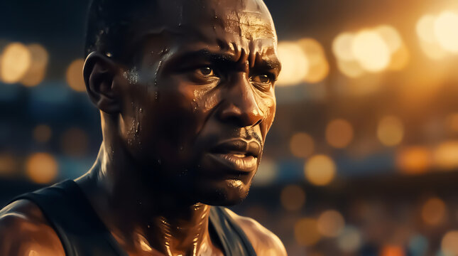 Elite Marathon Runner Face Portrait Intense Focus World Record Illustration