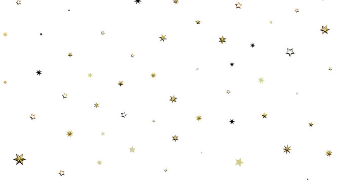 Starry background of gold and silver stars on white. Perfect for Christmas, birthdays, or special events. Festive and ce