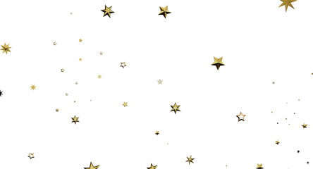 Elegant gold stars floating on a white background, perfect for adding a touch of magic to your designs for holidays, bir © vege