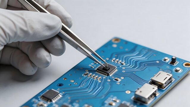 Hand assembling electronic circuit board