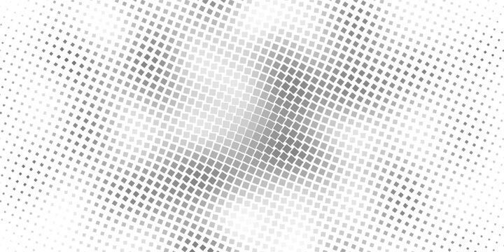 Black polka dots seamless pattern on white background. Halftone minimalist abstract wall in diagonal lines.