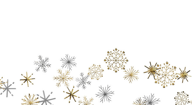 Elegant winter background with gold and silver snowflakes. Perfect for Christmas, New Year, and hol