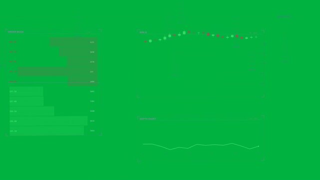 On load trading HUD rotating while charts updating to visualize price ticks on transparent backdrop