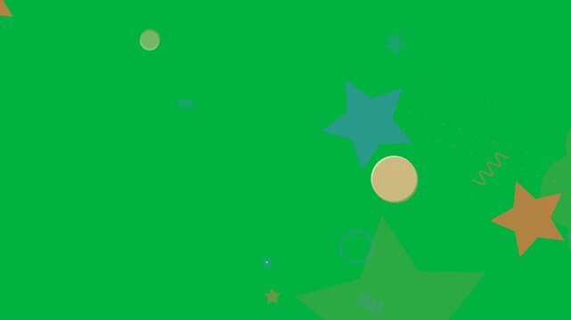 Confetti cluster entering from right, drifting left and up on transparent canvas, forming overlay