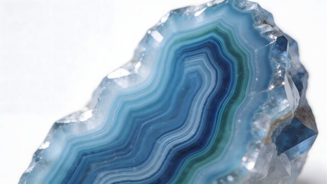 Blue Agate Crystal with Layered Stripes