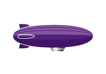 Flat purple blimp airship graphic on white background © Joan