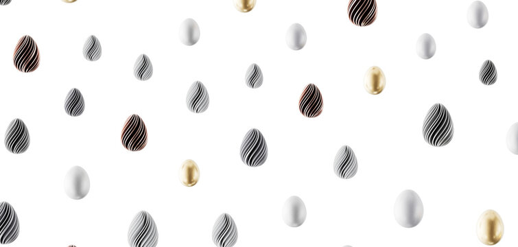 Stylish Easter eggs with a modern design, perfect for springtime projects, evoking elegance and festivity. Ideal for soc