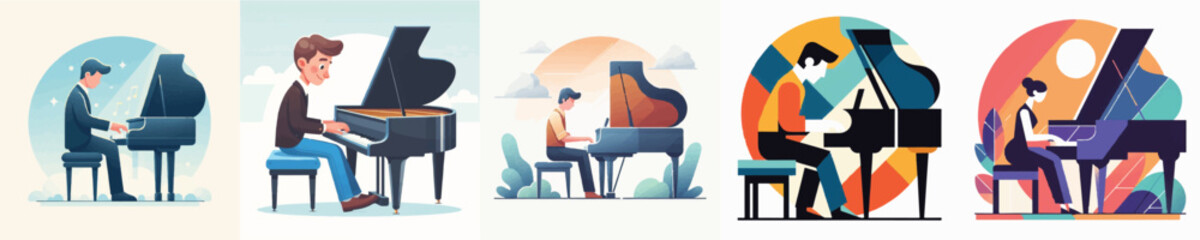 Vector of a person playing piano © FirdianKrisna