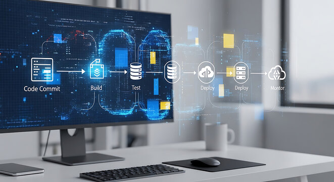 next generation automation technology with abstract digital elements
